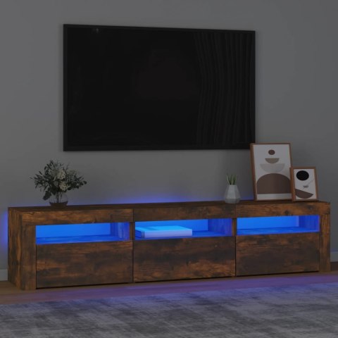  Szafka pod TV z oświetleniem LED, przydymiony dąb, 180x35x40 cm