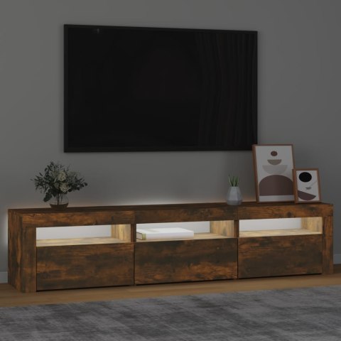  Szafka pod TV z oświetleniem LED, przydymiony dąb, 180x35x40 cm