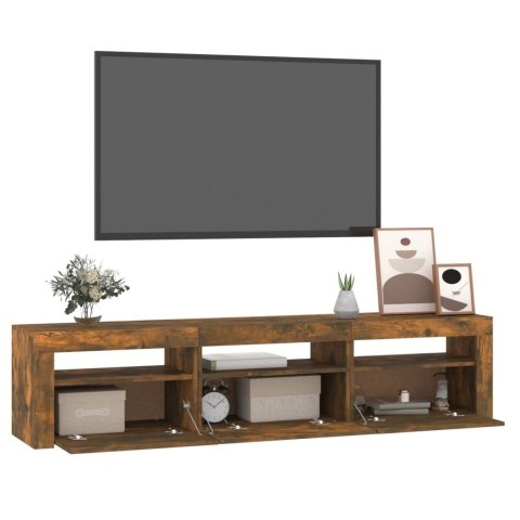  Szafka pod TV z oświetleniem LED, przydymiony dąb, 180x35x40 cm