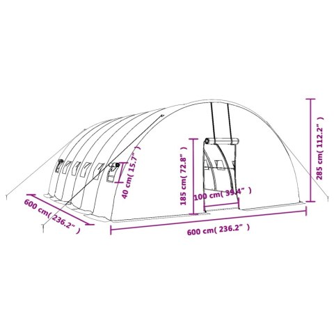  Szklarnia ze stalową ramą, biała, 36 m², 6x6x2,85 m