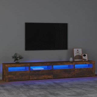  Szafka pod TV z oświetleniem LED, przydymiony dąb, 240x35x40 cm