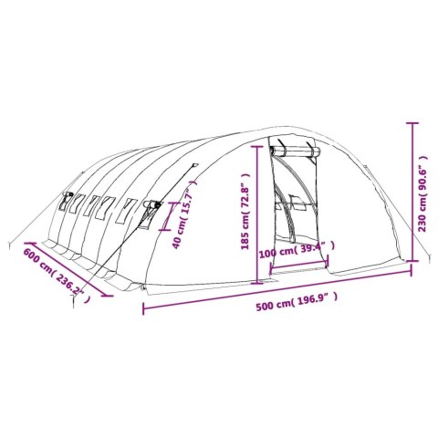  Szklarnia ze stalową ramą, zielona, 30 m², 6x5x2,3 m