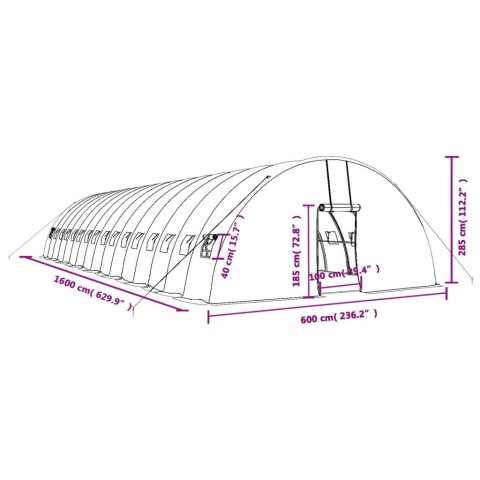  Szklarnia ze stalową ramą, biała, 96 m², 16x6x2,85 m