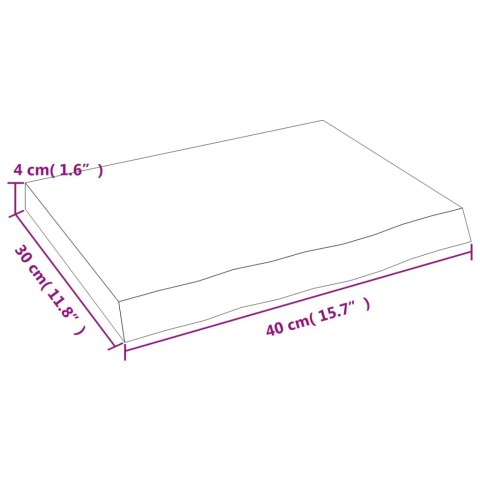  Półka, 40x30x(2-4) cm, surowe lite drewno dębowe