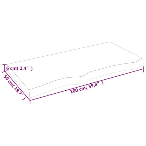  Półka, brązowa, 100x50x(2-6) cm, lakierowane lite drewno dębowe