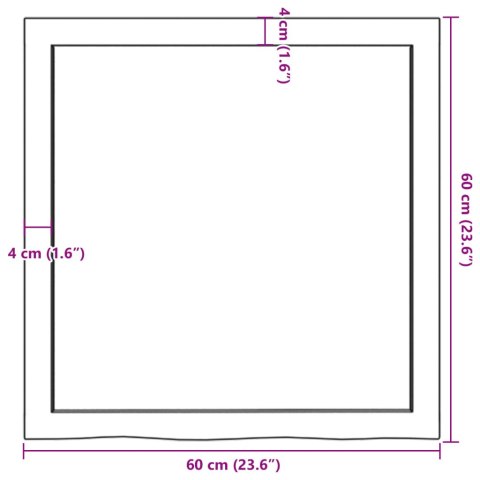  Półka, brązowa, 60x60x(2-6) cm, lakierowane lite drewno dębowe