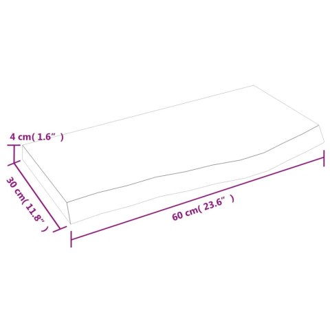  Półka, ciemnobrązowa, 60x30x(2-4) cm, wykończone drewno dębowe