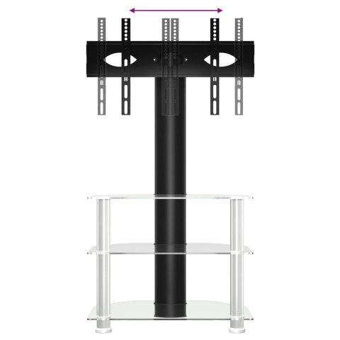  Narożny stojak na TV 32-70 cali, 3-poziomowy, czarno-srebrny