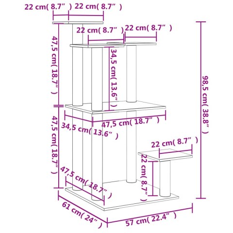  Drapak dla kota z platformami, kremowy, 98,5 cm