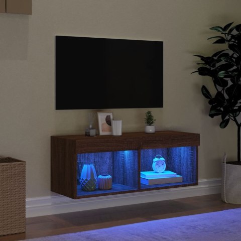  Szafka TV z oświetleniem LED, brązowy dąb, 80x30x30 cm