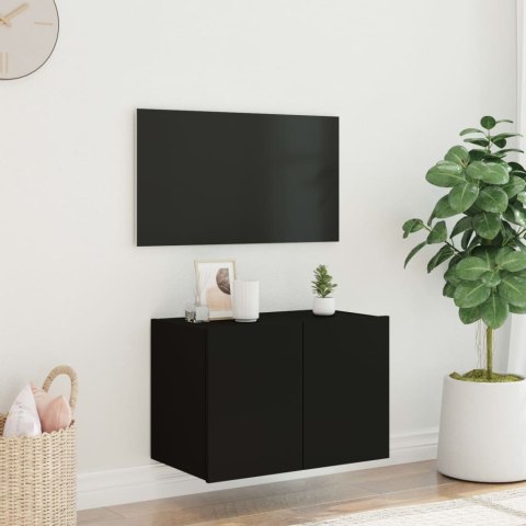  Ścienna szafka TV z LED, czarna, 60x35x41 cm