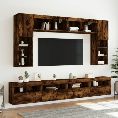  Ścienna szafka TV z LED, przydymiony dąb, 60x30x40 cm