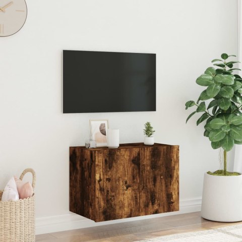  Ścienna szafka TV z LED, przydymiony dąb, 60x35x41 cm