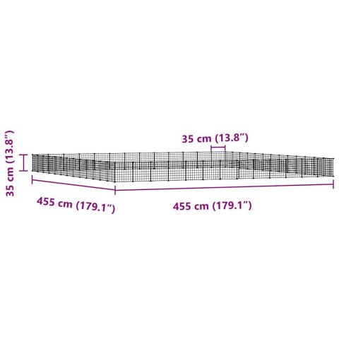  Klatka dla zwierząt z bramką, 52 panele, czarna, 35x35 cm, stal