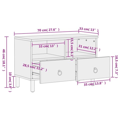  Szafka pod telewizor, 70x33x46 cm, lite drewno mango