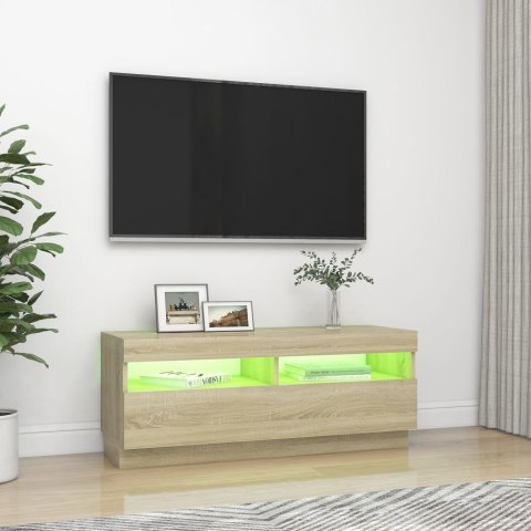  Szafka TV z oświetleniem LED, dąb sonoma, 100x35x40 cm