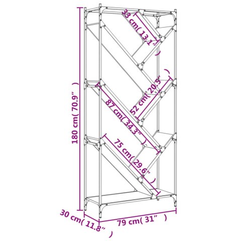  Regał, dąb sonoma 79x30x180 cm, materiał drewnopochodny i metal