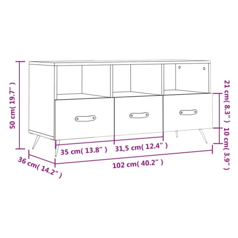  Szafka pod TV, czarna, 102x36x50 cm, materiał drewnopochodny