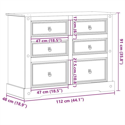  Komoda Corona, 120x48x91 cm, lite drewno sosnowe