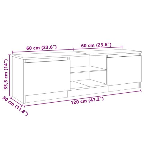  Szafka pod TV z LED, przydymiony dąb, 120x30x35,5 cm