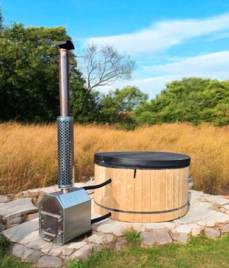 Balia z hydromasażem Jacuzzi do ogrodu z piecem zewnętrznym 8 osób