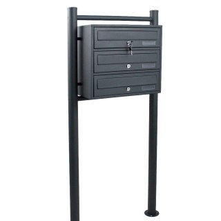 Skrzynka lokatorska 3 komory stal nierdzewna ze stojakiem zewnętrzna