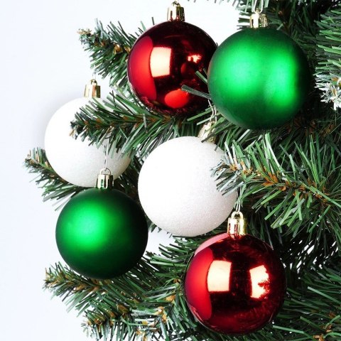 Bombki Choinkowe VILDE Czerwone Zielone Białe 6 cm Zestaw 12 szt.