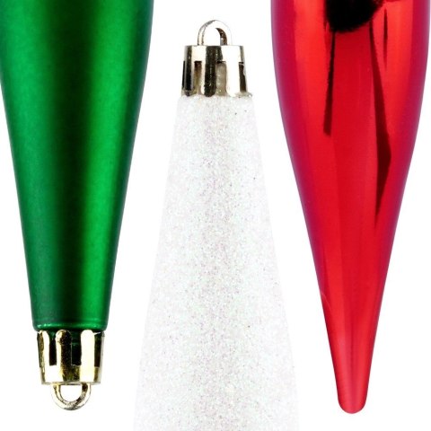 Bombki Choinkowe VILDE Sople Czerwone Zielone Białe 15 cm 4 szt.