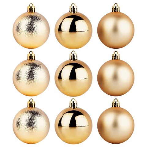Bombki Choinkowe VILDE Złote 6 cm 9 szt. Błyszczące Matowe Strukturalne