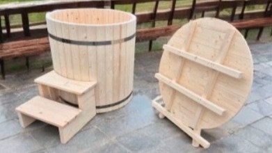 Sauna ogrodowa z panoramicznym oknem Piec 9kW z modułem WIFI Balia