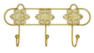 DEKORACYJNY OZDOBNY METALOWY ŚCIENNY WIESZAK KWIATY 3 HACZYKI