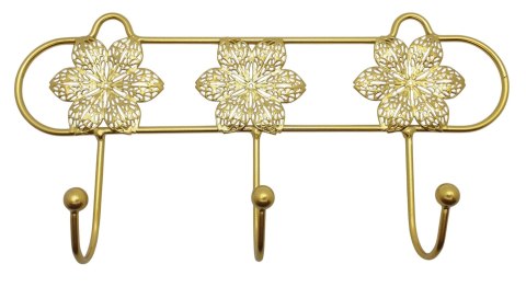 DEKORACYJNY OZDOBNY METALOWY ŚCIENNY WIESZAK KWIATY 3 HACZYKI