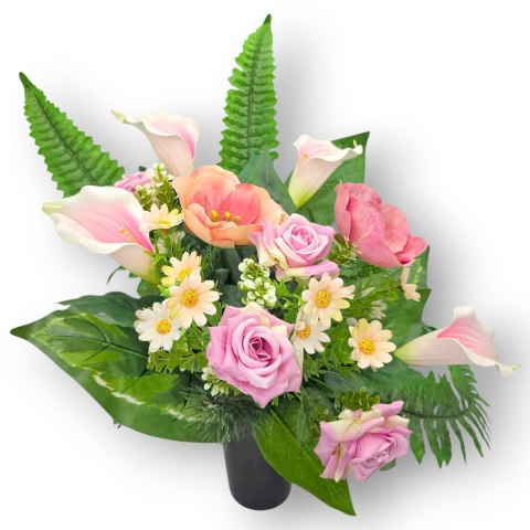 BUKIET FLAKON WKŁAD DO WAZONU KWIATY NA CMENTARZ GRÓB POMNIK