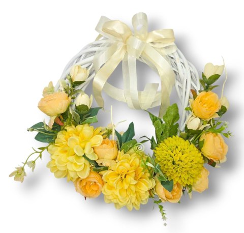 WIKLINOWY WIANEK KWIATOWY DEKORACJA DOMU STROIK NA DRZWI