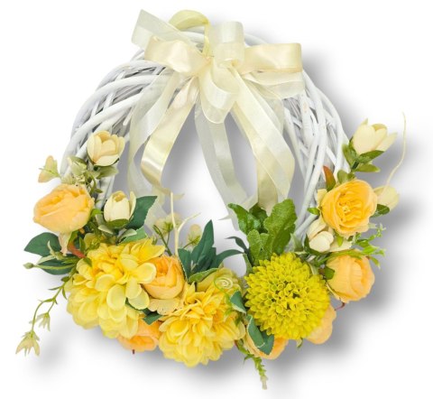 WIKLINOWY WIANEK KWIATOWY DEKORACJA DOMU STROIK NA DRZWI