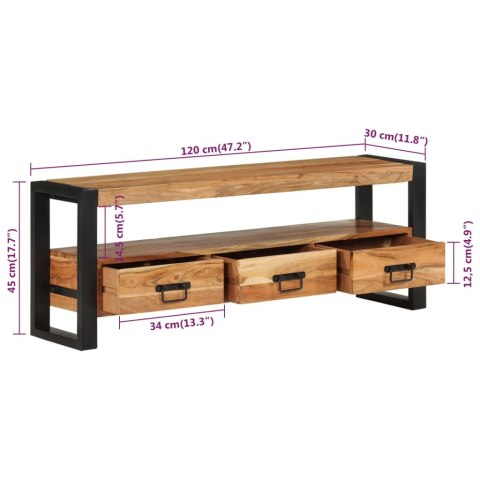  Szafka pod TV, 120x30x45 cm, lite drewno akacjowe