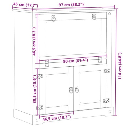  Szafka na wino Corona, 97x45x114 cm, lite drewno sosnowe