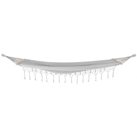 HAMAK OGRODOWY 1 OSOBOWY 200X100CM Z DRĄŻKIEM I Z FRĘDZLAMI MIAMI SZARY