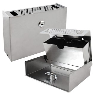 Popielniczka zewnętrzna ścienna stal nierdzewna zamykana kompaktowa srebrna