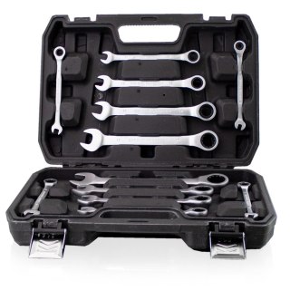 Zestaw kluczy płasko oczkowych crv grzechotka 12 szt walizka warsztat