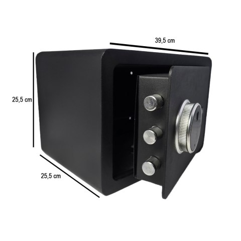 Czarny sejf biurowy domowy na kod i klucz elektroniczny odcisk palca