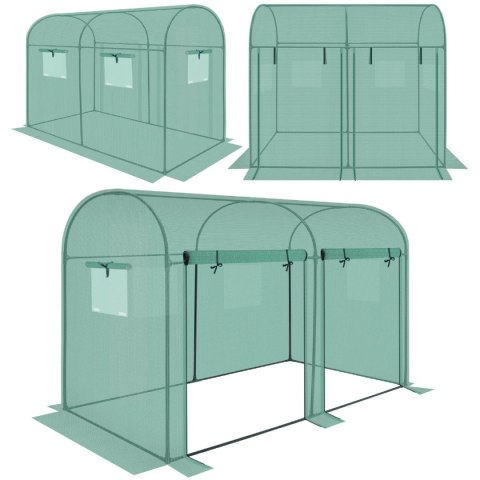 SZKLARNIA TUNEL OGRODOWY DWA WEJŚCIA DO POMIDORÓW I OGÓRKÓW 200x100x180CM ZIELONY