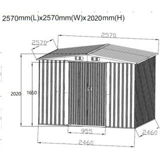 DOMEK OGRODOWY NARZĘDZIOWY METALOWY 257X257X202CM
