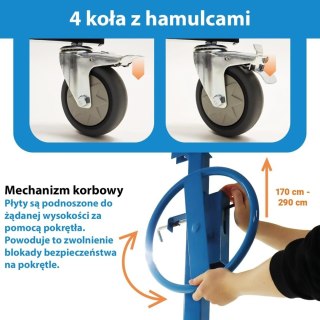 Podnośnik do płyt GK OSB karton gips 170-290 cm 40 kg pochylany Regulowany