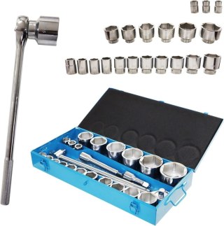 Zestaw kluczy nasadowych 3/4" 19-70 mm grzechotka + przedłużki