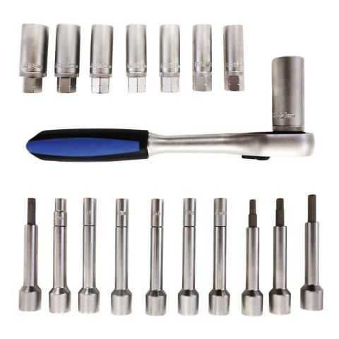 Zestaw nasadek do montażu amortyzatorów z gzechotką 1/2" 18 elementów