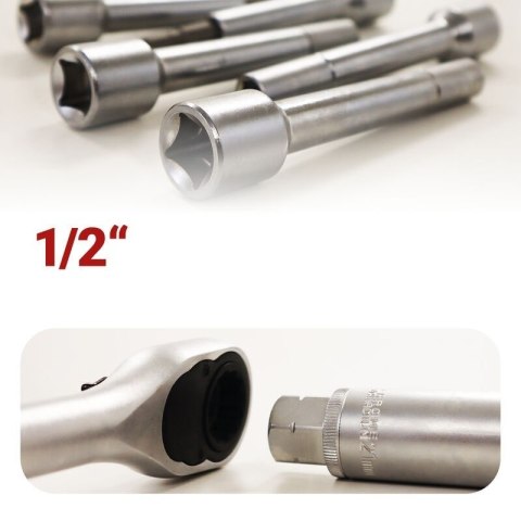 Zestaw nasadek do montażu amortyzatorów z gzechotką 1/2" 18 elementów