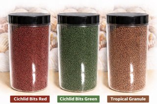 Granulki dla ryb akwariowych i krewetek 3 rodzaje Duży zapas pokarmu