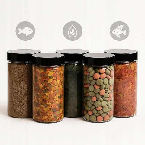 Kompletny zestaw pokarmu dla ryb akwariowych i krewetek 5x500ml