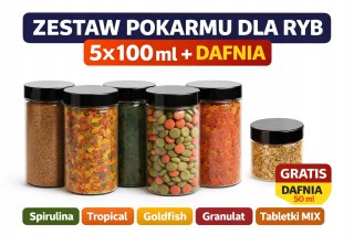 Zestaw pokarmu dla ryb akwariowych Granulat Tabletki Spirulina + DAFNIA